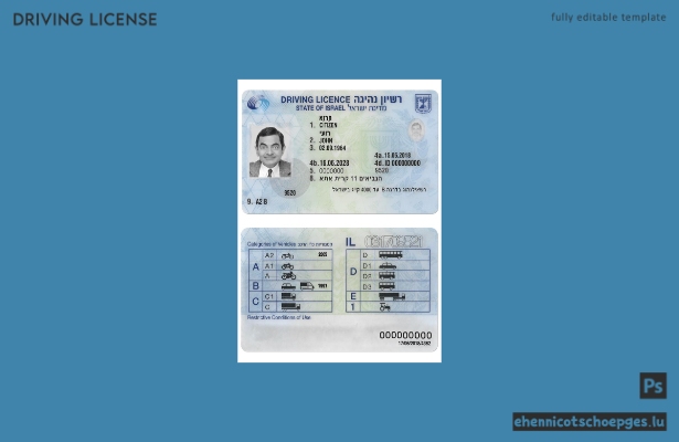 Israelischer Führerschein 2018-heute – Beispielvorschau